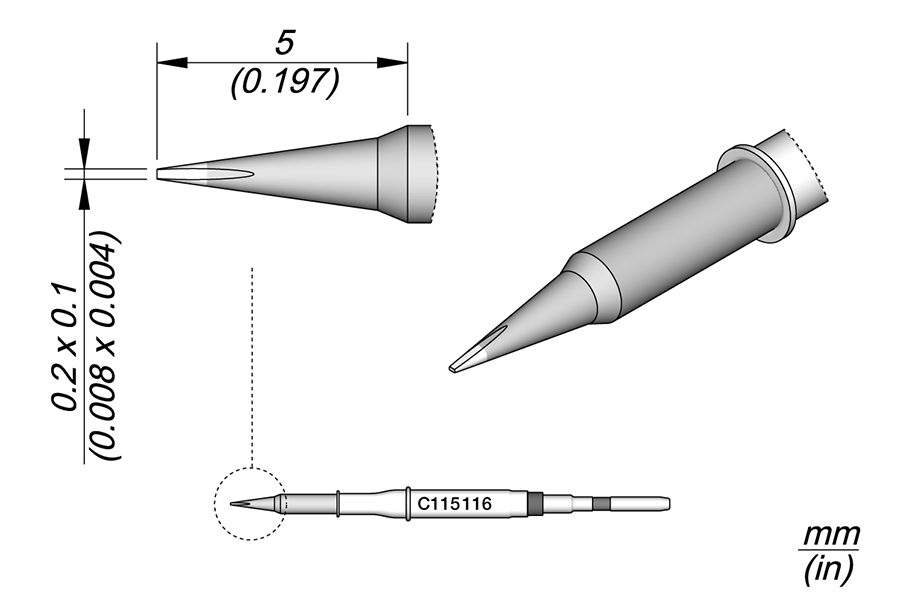 C115116 - Chisel Cartridge 0.2 x 0.1